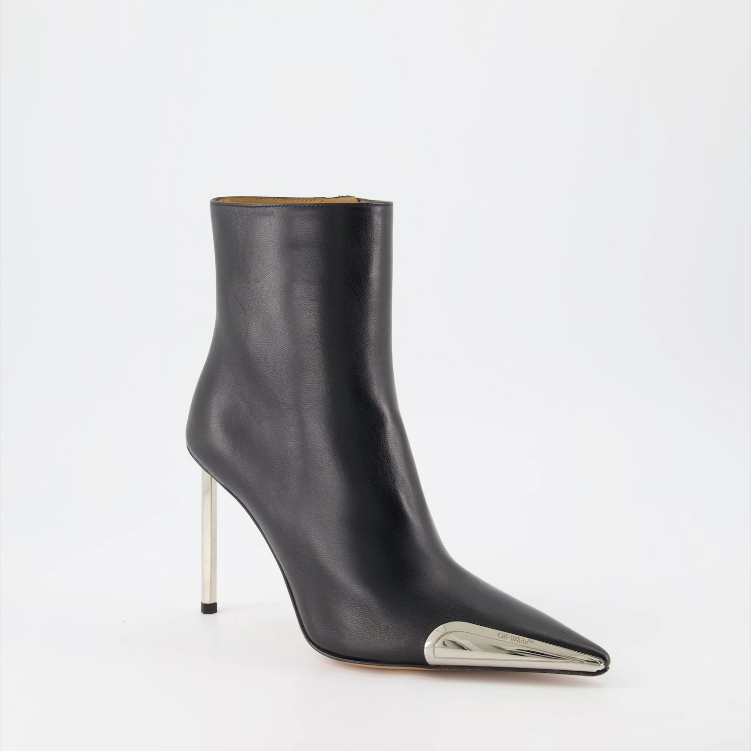 Off-White Silver Heeled Ankle Boots 2 Off-White Silver Heeled Ankle Boots - Image 2