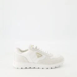Prada Baskets En Nylon Et Cuir