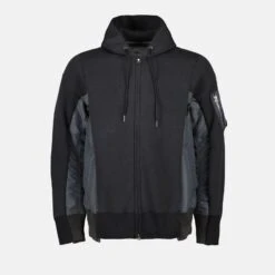 Sacai Sweatshirt Zippée En Nylon Et Coton