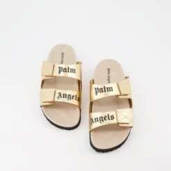 Palm Angels Logo Slides -Fashion Clothing Store claquettes dorees a logo e2d0345d 0208 401c 9cb7 5363f7782226