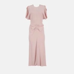 Victoria Beckham Gathered Waist Dress Pink